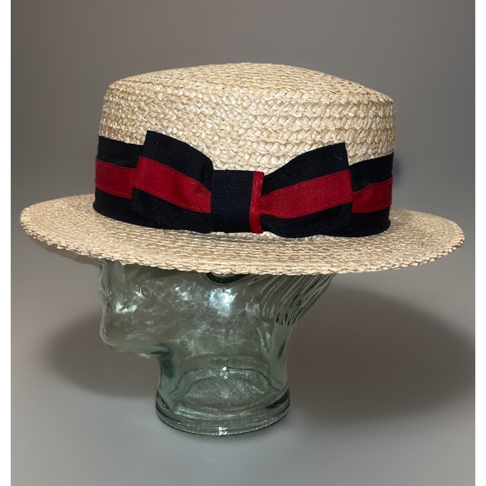 Scala Classico Mens Dress Straw Laichow Braid Boater Gondola Hat‎ Size Small